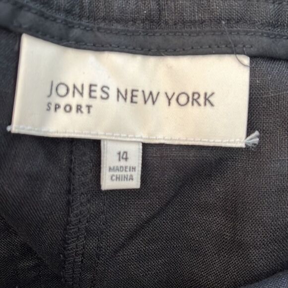 100% Linen black cropped pants Jones New York - Capri Pants Size 14 - Picture 7 of 8